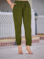 Pure Banarasi Jacquard Hand Embroidered Kurta With Pant & Banarasi Jacquard Dupatta, Green - Hiral Fashion - Distacart
