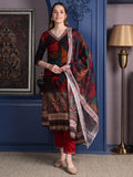 Hand Embroidered & Printed Kurta With Pant & Dupatta, Maroon - Hiral Fashion - Distacart