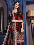 Hand Embroidered & Printed Kurta With Pant & Dupatta, Maroon - Hiral Fashion - Distacart