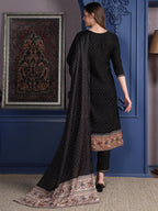 Hand Embroidered & Printed Kurta With Pant & Dupatta, Black - Hiral Fashion - Distacart