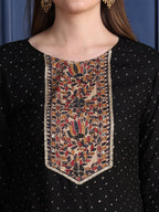 Hand Embroidered & Printed Kurta With Pant & Dupatta, Black - Hiral Fashion - Distacart