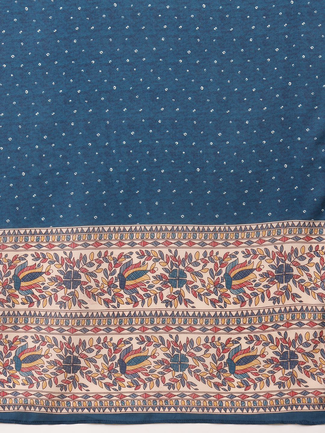 Hand Embroidered & Printed Kurta With Pant & Dupatta, Teal - Hiral Fashion - Distacart