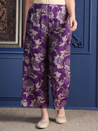 Embroidered & Printed Kurta With Palazzo & Dupatta, Purple - Hiral Fashion - Distacart