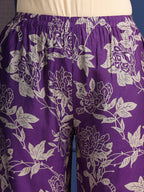 Embroidered & Printed Kurta With Palazzo & Dupatta, Purple - Hiral Fashion - Distacart