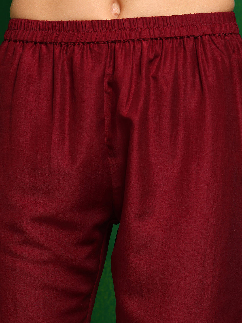 Mirror Embroidered Kurta With Pant & Necklace Dupatta, Maroon - Hiral Fashion - Distacart