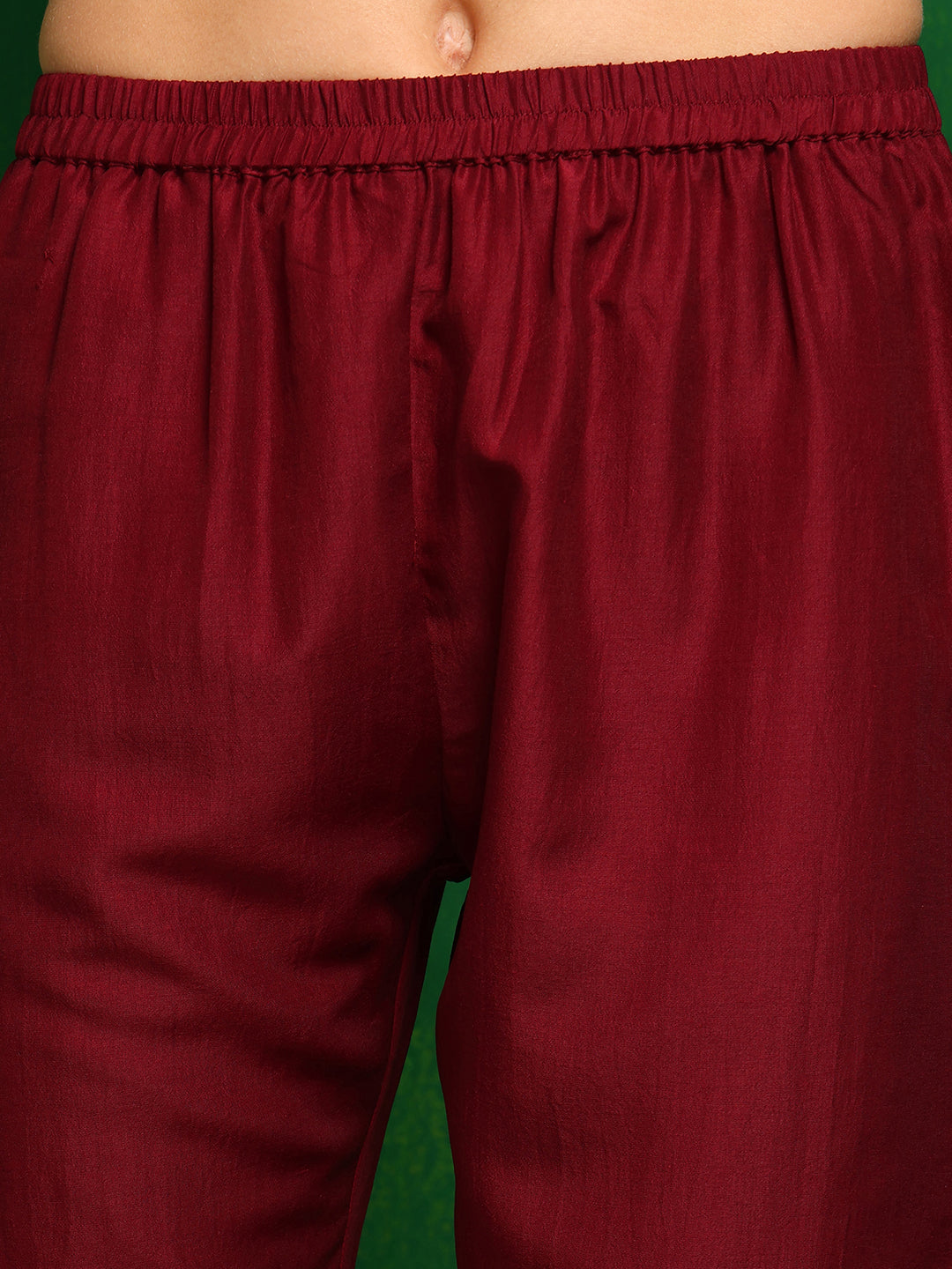 Mirror Embroidered Kurta With Pant & Necklace Dupatta, Maroon - Hiral Fashion - Distacart