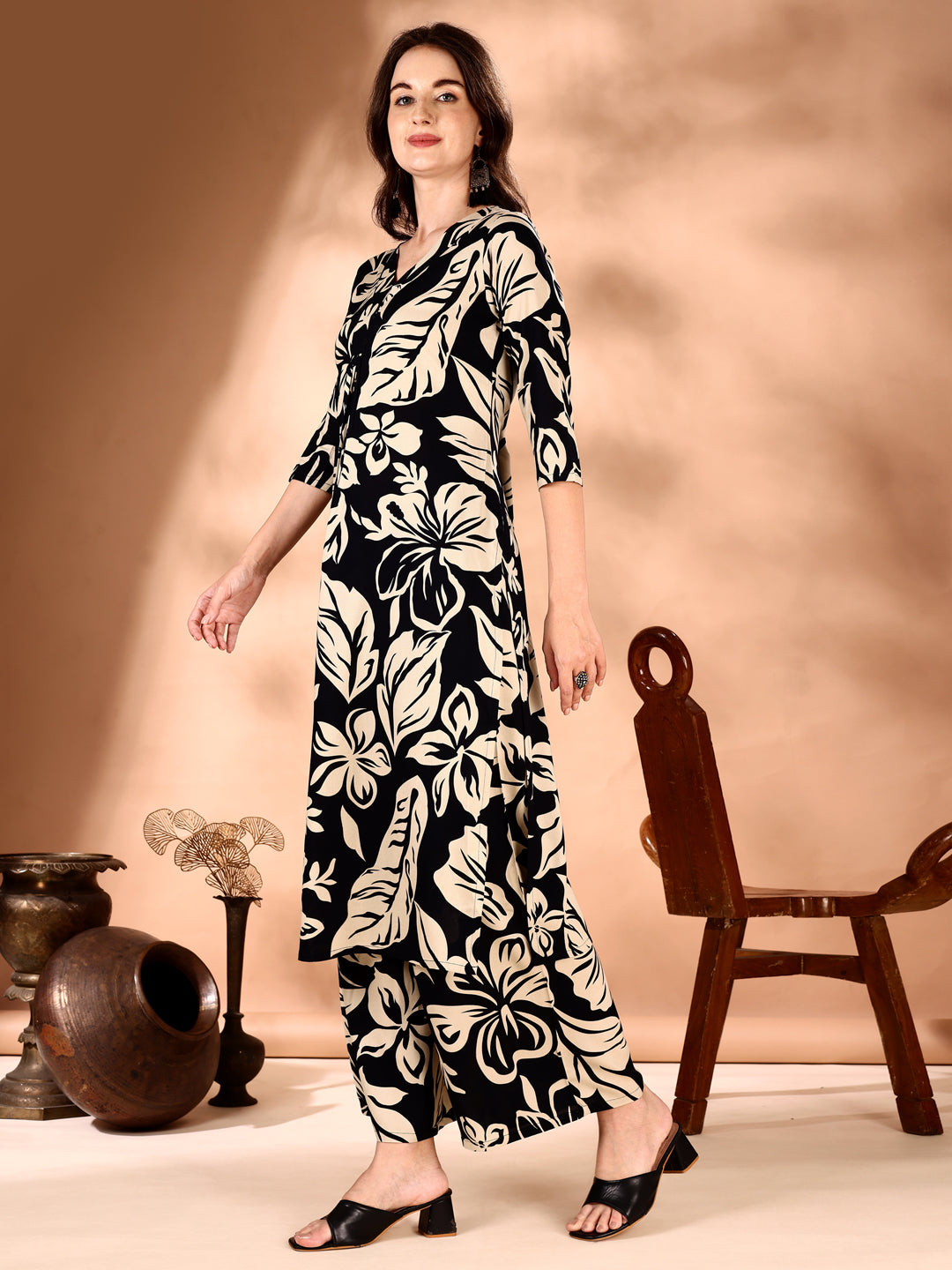 Botanical Printed Co Ords Set, Black - Hiral Fashion - Distacart