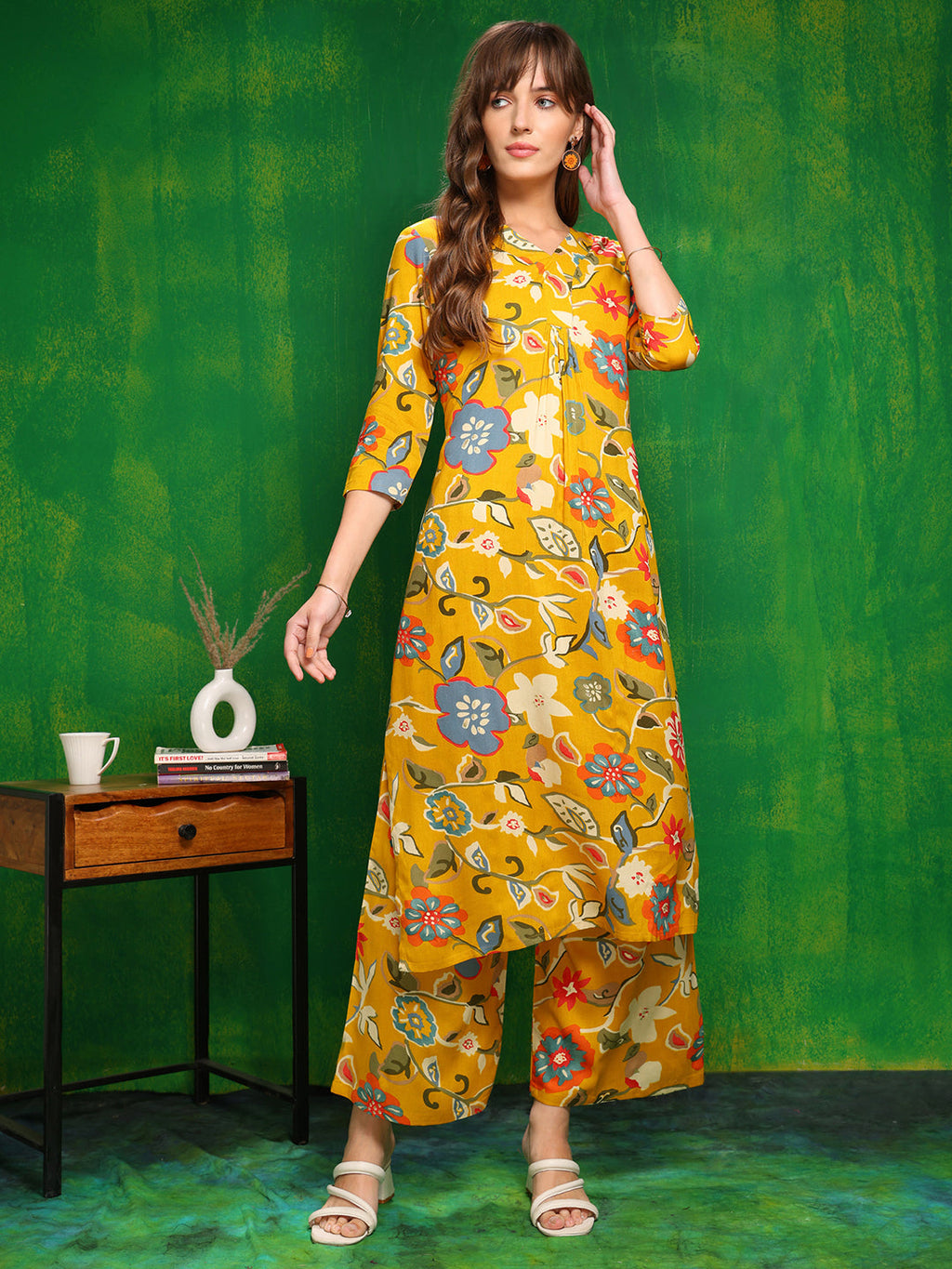 Botanical Printed Co Ords Set, Yellow - Hiral Fashion - Distacart