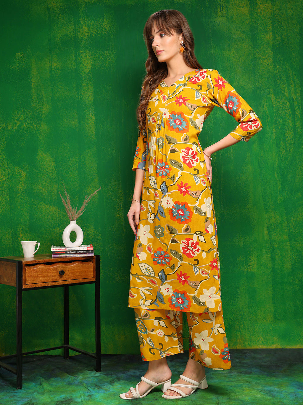 Botanical Printed Co Ords Set, Yellow - Hiral Fashion - Distacart