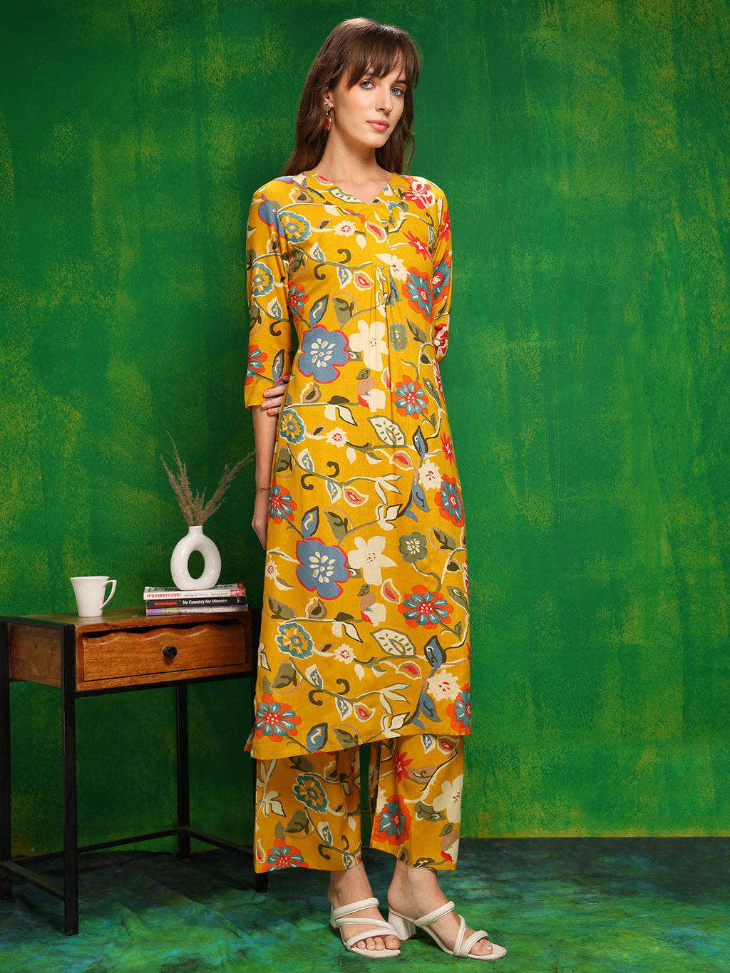 Botanical Printed Co Ords Set, Yellow - Hiral Fashion - Distacart