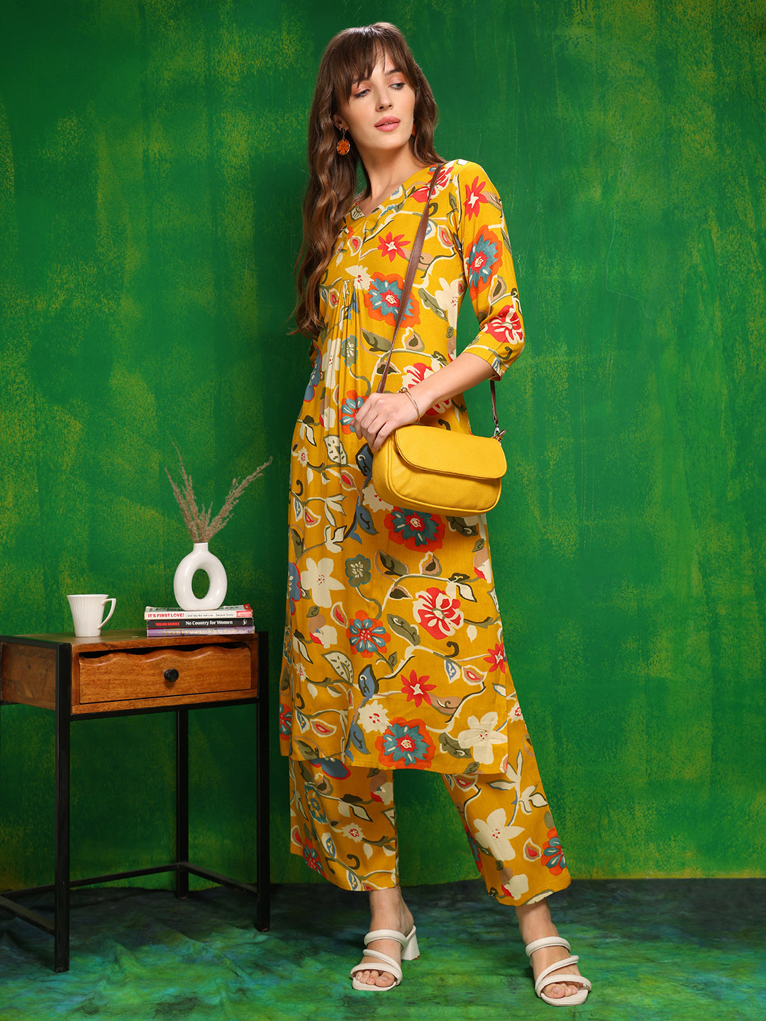 Botanical Printed Co Ords Set, Yellow - Hiral Fashion - Distacart