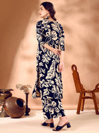 Botanical Printed Co Ords Set, Navy Blue - Hiral Fashion - Distacart