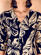 Botanical Printed Co Ords Set, Navy Blue - Hiral Fashion - Distacart
