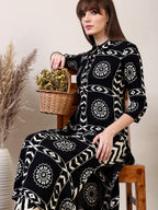 Ethnic Motifs Printed Afghani Pant Co-Ords, Black - Hiral Fashion - Distacart