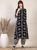 Ethnic Motifs Printed Afghani Pant Co-Ords, Black - Hiral Fashion - Distacart