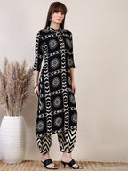 Ethnic Motifs Printed Afghani Pant Co-Ords, Black - Hiral Fashion - Distacart