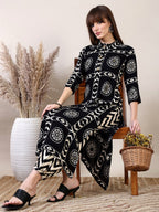 Ethnic Motifs Printed Afghani Pant Co-Ords, Black - Hiral Fashion - Distacart