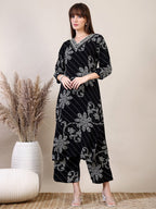 Embroidered & Floral Printed Co-Ords, Black - Hiral Fashion - Distacart
