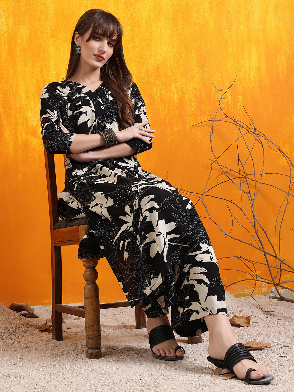 Floral Printed Co-Ords, Black - Hiral Fashion - Distacart
