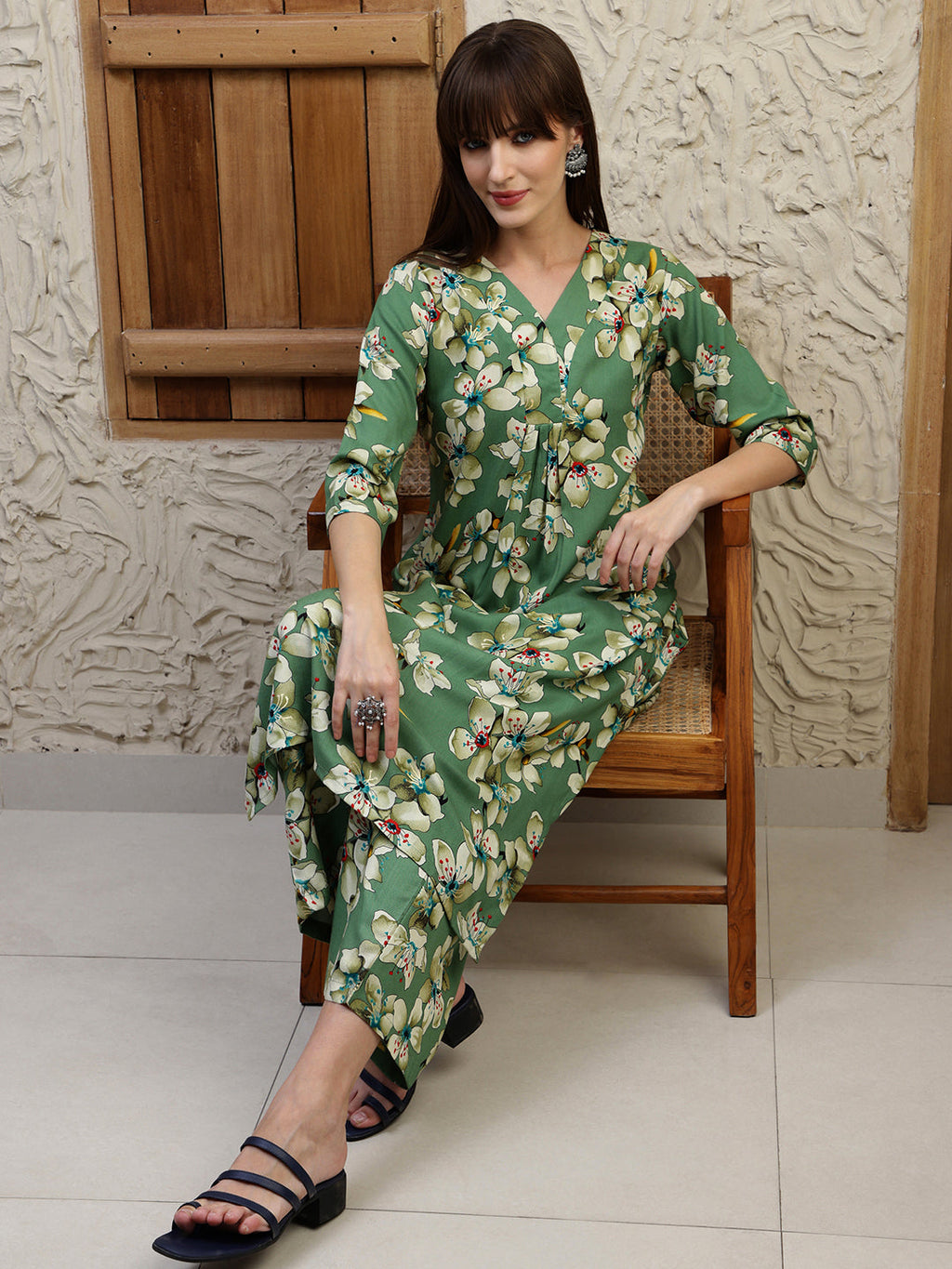 Floral Printed Co-Ords, Green - Hiral Fashion