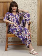 Floral Printed Co-Ords, Purple - Hiral Fashion - Distacart