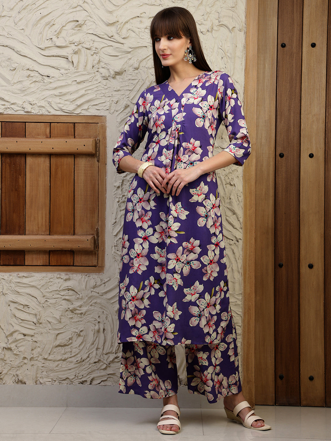 Floral Printed Co-Ords, Purple - Hiral Fashion - Distacart