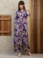 Floral Printed Co-Ords, Purple - Hiral Fashion - Distacart