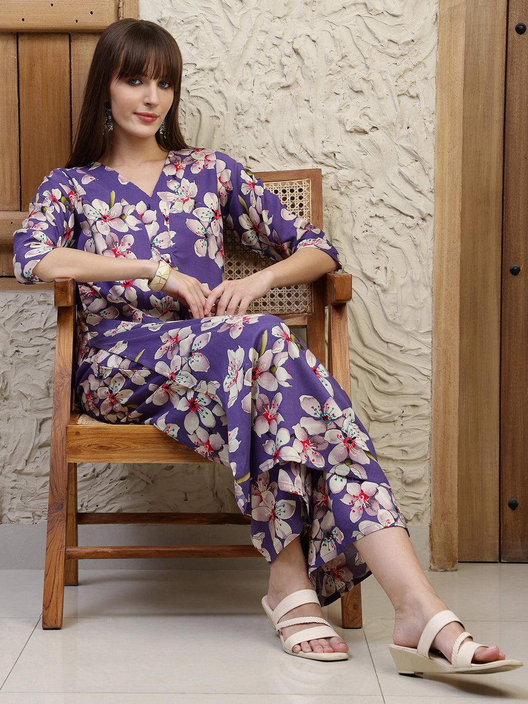 Floral Printed Co-Ords, Purple - Hiral Fashion - Distacart