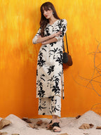 Floral Printed Co-Ords, White - Hiral Fashion