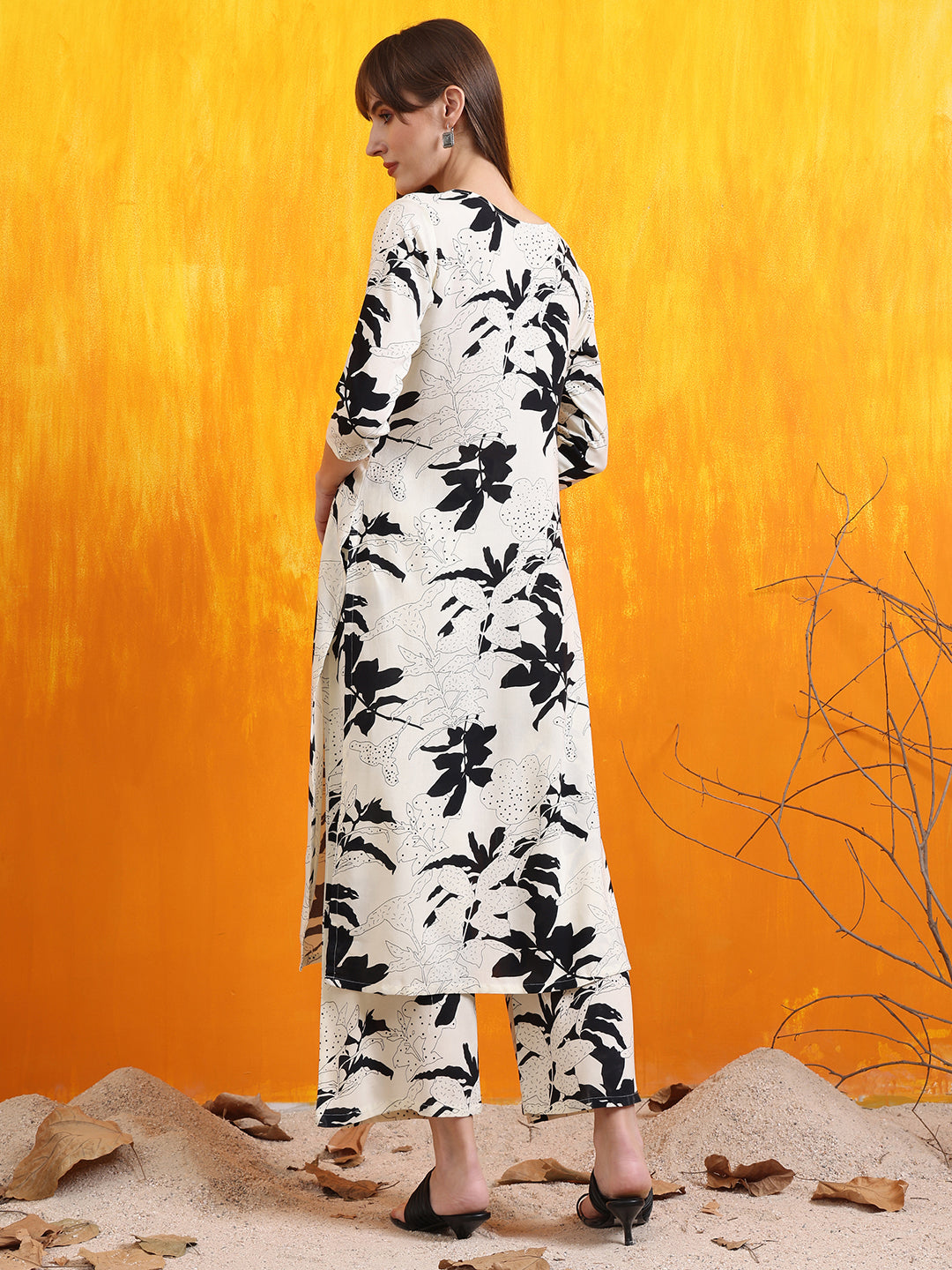 Floral Printed Co-Ords, White - Hiral Fashion