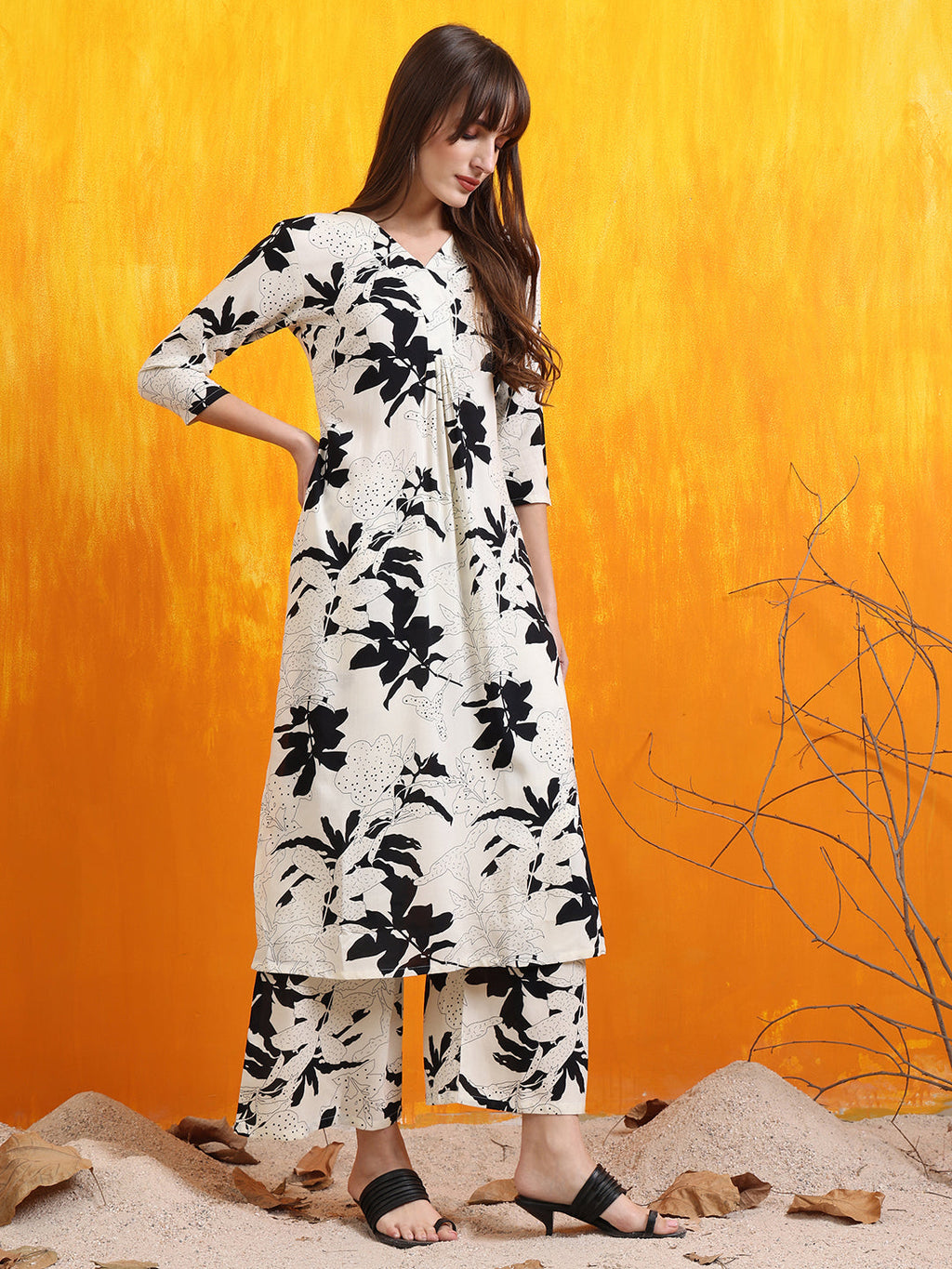 Floral Printed Co-Ords, White - Hiral Fashion