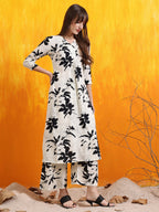 Floral Printed Co-Ords, White - Hiral Fashion