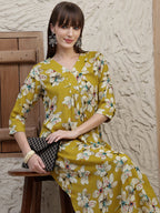 Floral Printed Co-Ords, Mustard - Hiral Fashion - Distacart