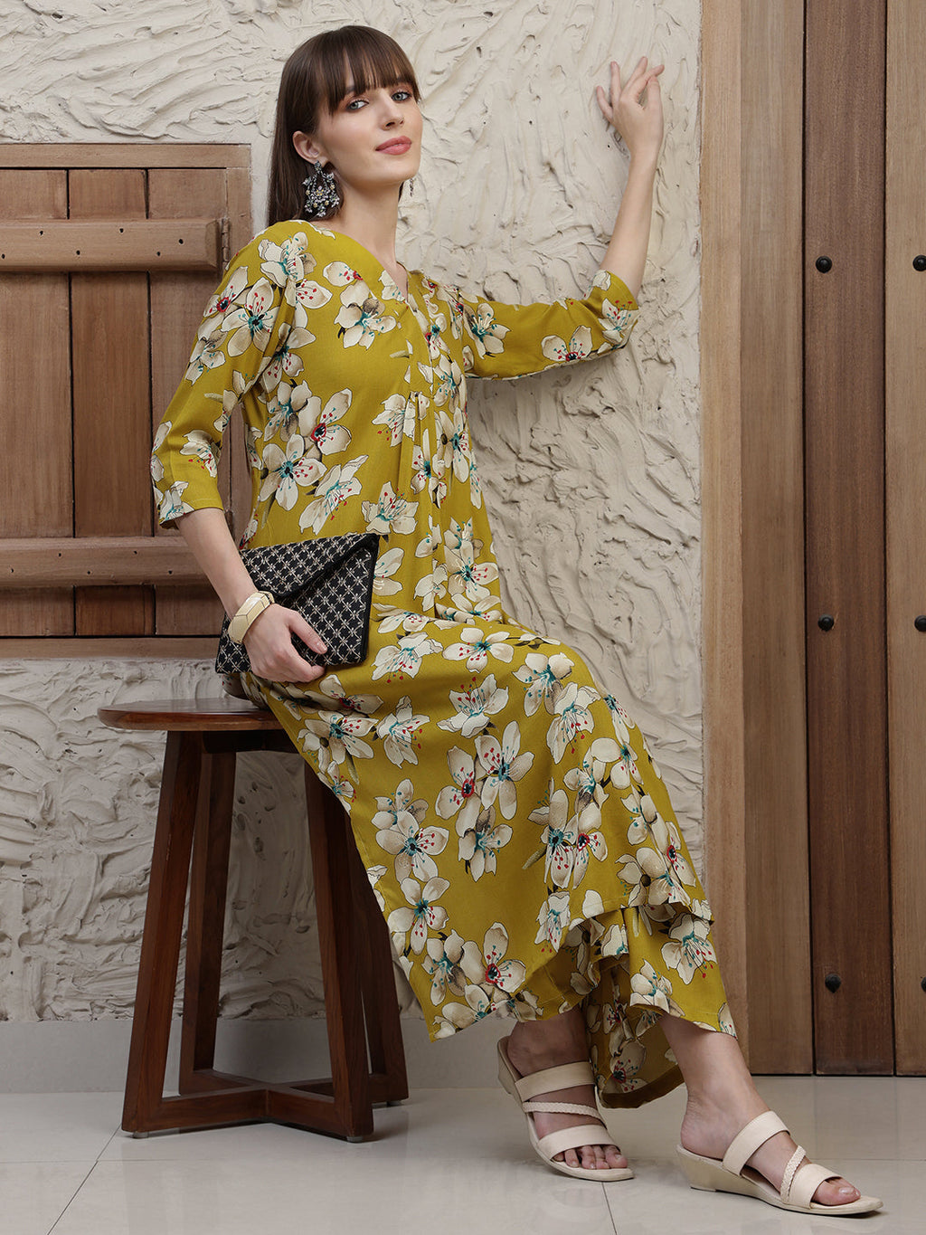 Floral Printed Co-Ords, Mustard - Hiral Fashion - Distacart