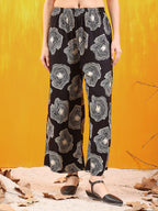Embroidered & Floral Printed Kurta With Palazzo Co-Ords Set, Black - Hiral Fashion - Distacart