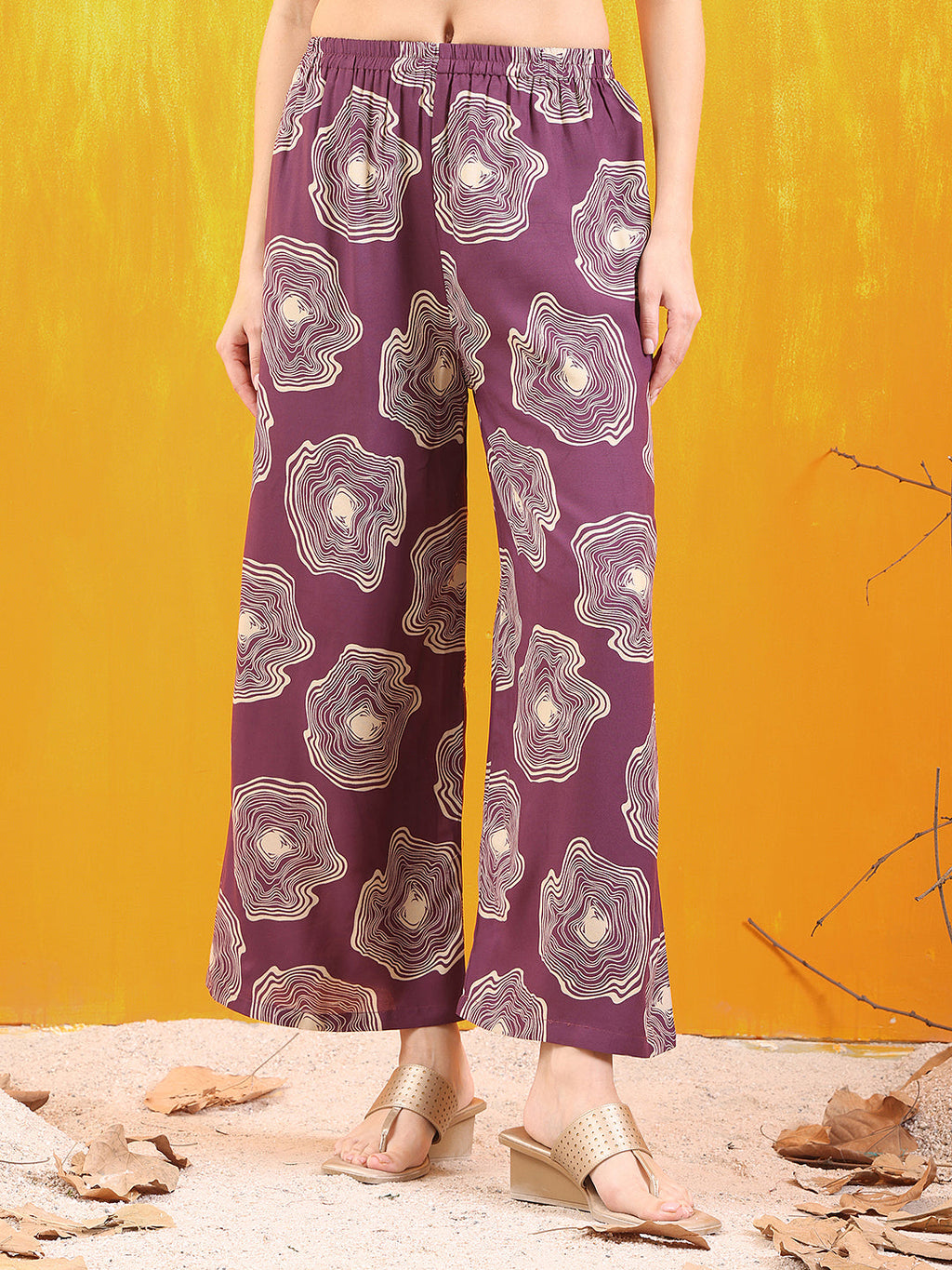 Embroidered & Floral Printed Kurta With Palazzo Co-Ords Set, Lavender - Hiral Fashion - Distacart