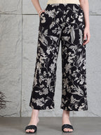 Botanical Printed Kurta With Palazzo Co-Ords Set, Black - Hiral Fashion - Distacart