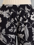 Botanical Printed Kurta With Palazzo Co-Ords Set, Black - Hiral Fashion - Distacart