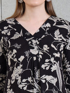 Botanical Printed Kurta With Palazzo Co-Ords Set, Black - Hiral Fashion - Distacart