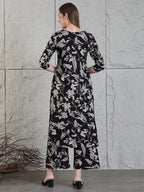 Botanical Printed Kurta With Palazzo Co-Ords Set, Black - Hiral Fashion - Distacart
