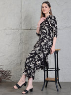 Botanical Printed Kurta With Palazzo Co-Ords Set, Black - Hiral Fashion - Distacart