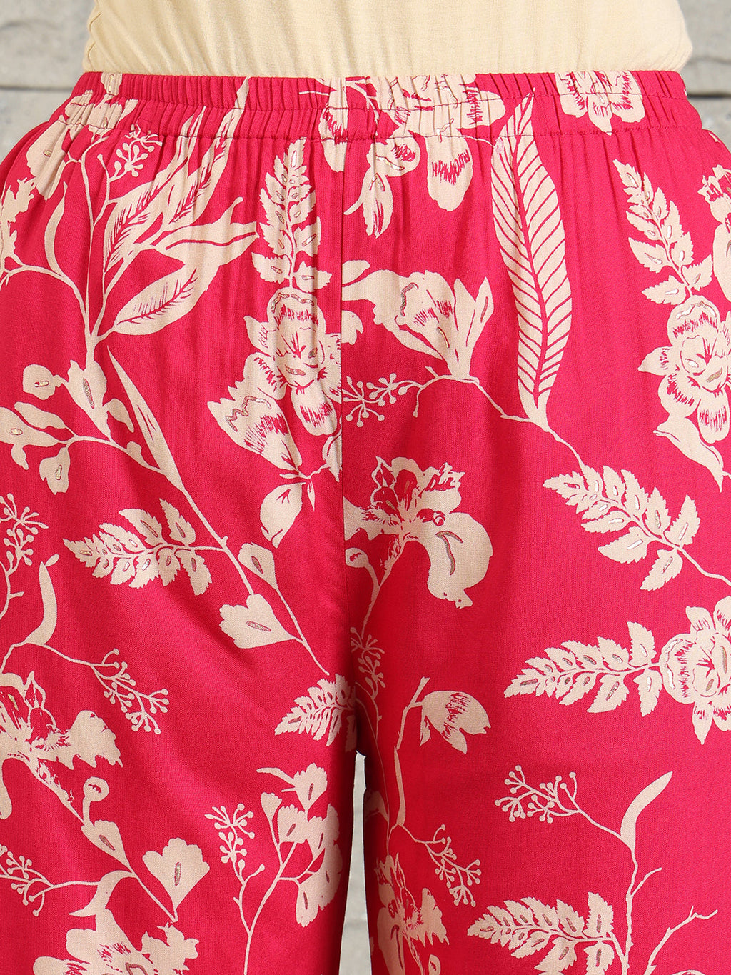 Botanical Printed Kurta With Palazzo Co-Ords Set, Pink - Hiral Fashion - Distacart