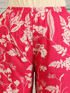 Botanical Printed Kurta With Palazzo Co-Ords Set, Pink - Hiral Fashion - Distacart