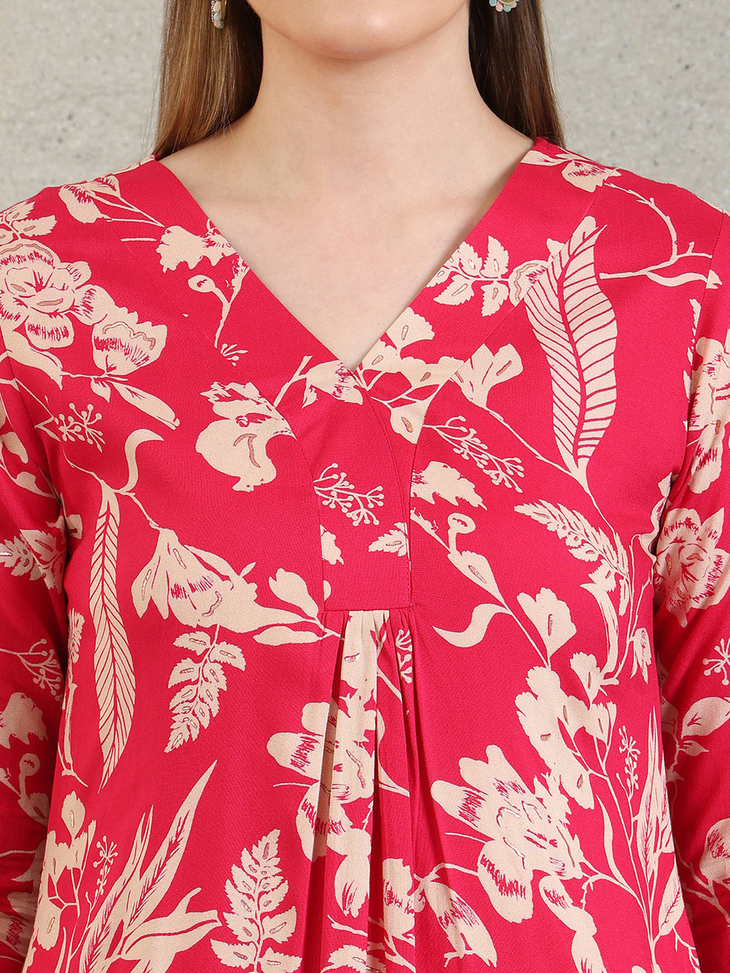 Botanical Printed Kurta With Palazzo Co-Ords Set, Pink - Hiral Fashion - Distacart