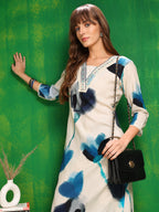 Lace Detailing Designer Neck Kurta With Palazzo Pants, White - Hiral Fashion - Distacart