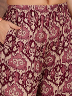 Ethnic Motifs Printed Lace Detailing Kurta And Palazzo, Wine - Hiral Fashion - Distacart
