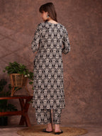 Ethnic Motifs Printed Lace Detailing Kurta And Palazzo, Black - Hiral Fashion - Distacart