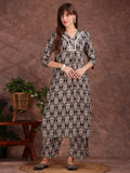 Ethnic Motifs Printed Lace Detailing Kurta And Palazzo, Black - Hiral Fashion - Distacart