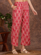 Ethnic Motifs Printed Lace Detailing Kurta And Palazzo, Pink - Hiral Fashion - Distacart