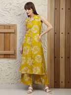 Botanical Printed Co Ords Set, Mustard - Hiral Fashion - Distacart